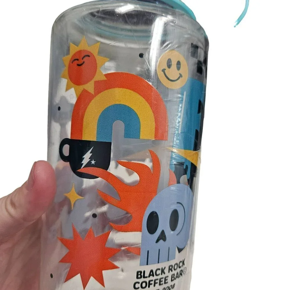 Black Rock Coffee Bar Nalgene 32oz Water Bottle UFO Rainbow‎ Design BPA-Free